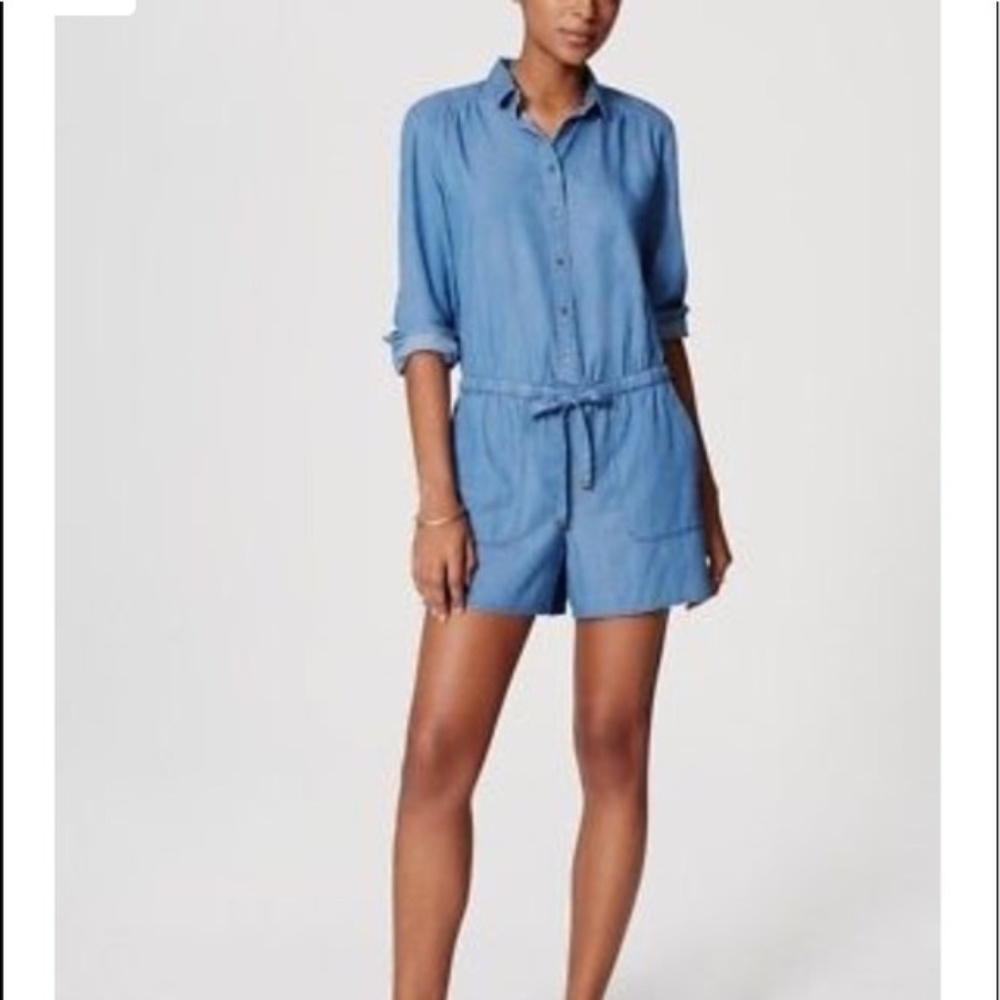 Ann Taylor Loft Denim Chambray Romper Jumper